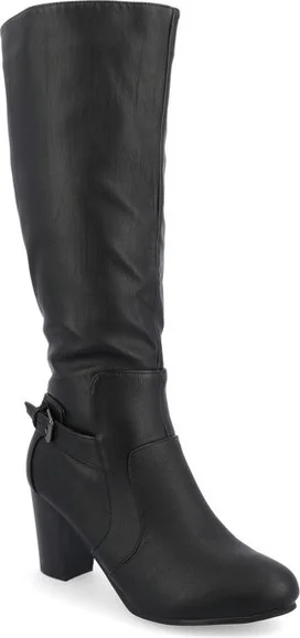 Journee Collection Women's Carver Stacked Heel Knee High Boots Black