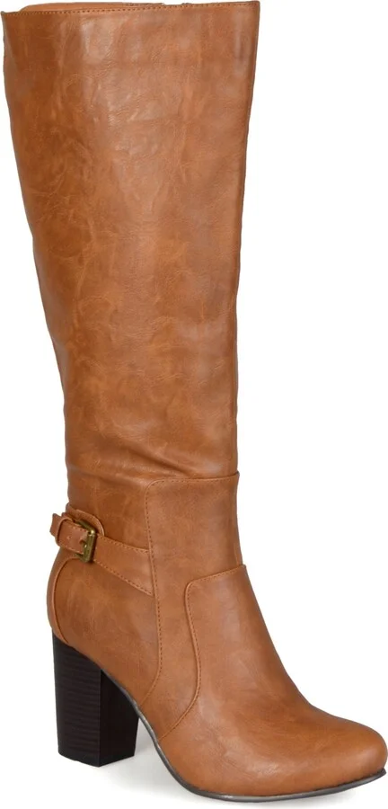 Journee Collection Women's Carver Wide Calf Block Heel Knee High Boots