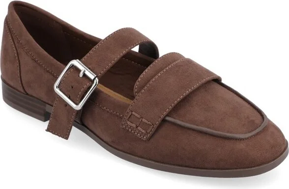 Journee Collection Women's Caspian Flats Brown/Suede