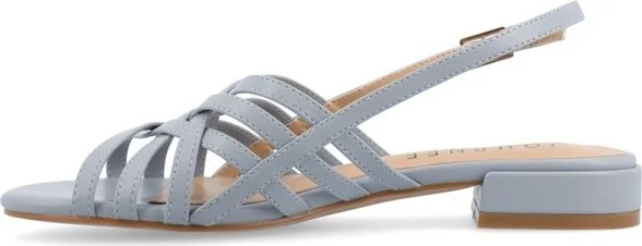 Journee Collection Women's Cassandra Faux Leather Woven Sandals, Red - Image 2