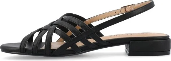 Journee Collection Women's Cassandra Faux Leather Woven Sandals, Red - Image 4