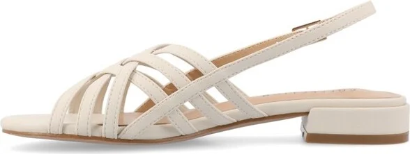 Journee Collection Women's Cassandra Faux Leather Woven Sandals, Red - Image 5