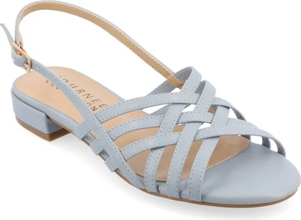 Journee Collection Women's Cassandra Faux Leather Woven Sandals, Red