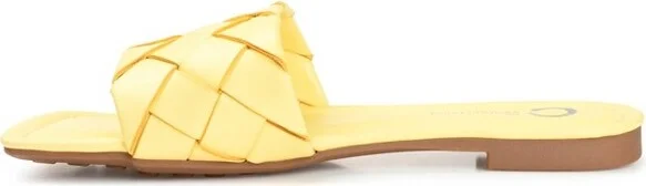 Journee Collection Womens Cassay Tru Comfort Foam Slide Low Block Heel Sandals Yellow 6 - Image 2
