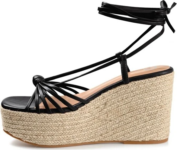 Journee Collection Womens Catalinn Tru Comfort Foam Espadrille Platform Sandals Black 9.5 - Image 2