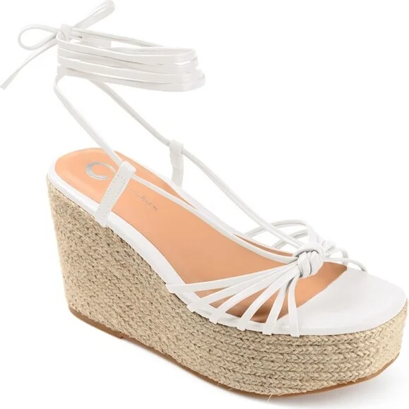 Journee Collection Womens Catalinn Tru Comfort Foam Espadrille Platform Sandals White 10