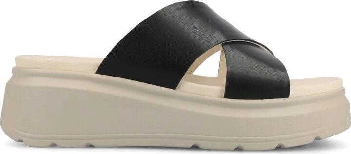 Journee Collection Women's Cathie Crisscross Platform Wedge Sandals - Image 2