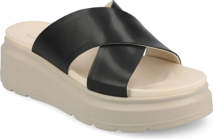Journee Collection Women's Cathie Crisscross Platform Wedge Sandals
