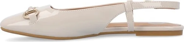 Journee Collection Women's Ceecy Sling Back Buckle Square Toe Flats Taupe - Image 2