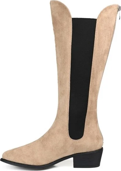 Journee Collection Women's Celesst Stacked Heel Knee High Boots Taupe - Image 2