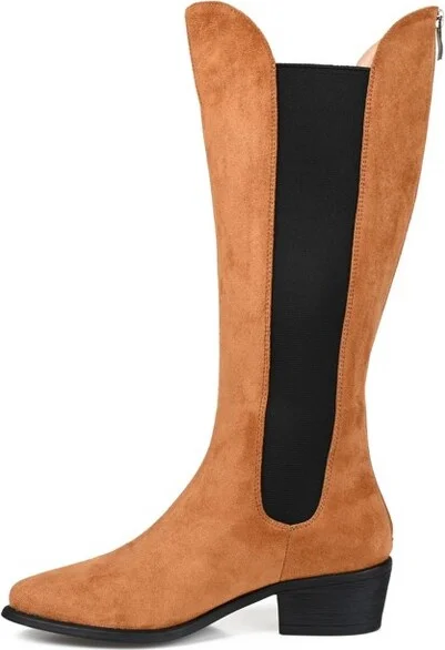 Journee Collection Women's Celesst Stacked Heel Knee High Boots Taupe - Image 4