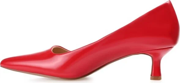 Journee Collection Women's Celica Slip On Kitten Heel Pointed Toe Pumps Blush - Image 5