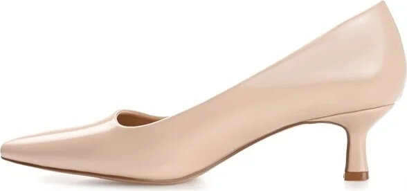 Journee Collection Women's Celica Slip On Kitten Heel Pointed Toe Pumps Blush - Image 6