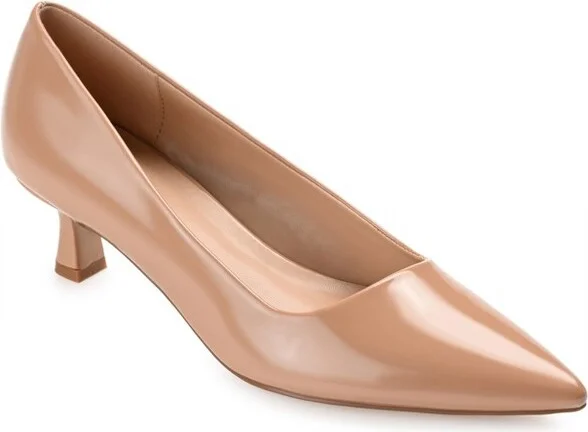 Journee Collection Women's Celica Slip On Kitten Heel Pointed Toe Pumps Blush
