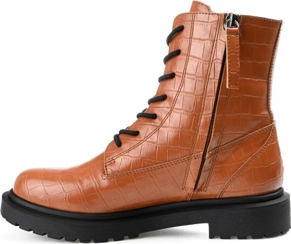Journee Collection Women's Chandlerr Inside Zip Block Heel Booties Cognac - Image 2