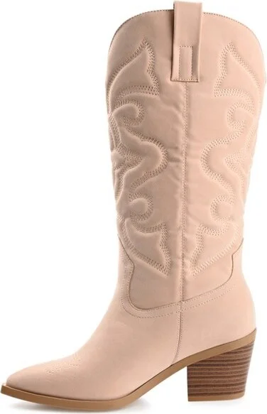 Journee Collection Women's Chantry Pointed Toe Pull On Western Boots Blush - Image 2