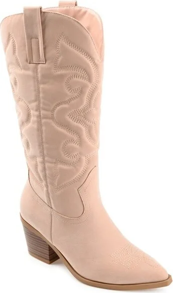 Journee Collection Women's Chantry Pointed Toe Pull On Western Boots Blush