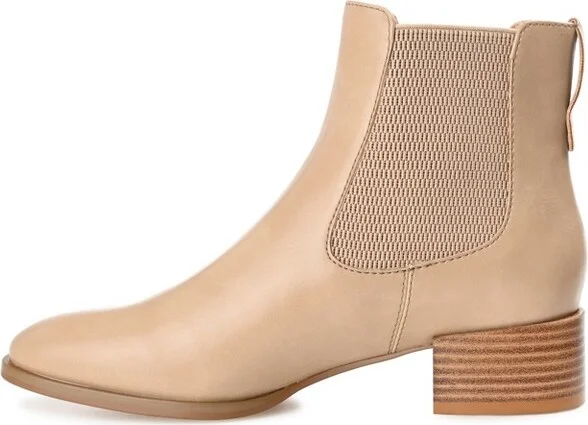 Journee Collection Women's Chayse Pull On Stacked Heel Booties Tan - Image 2