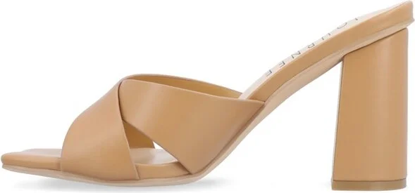 Journee Collection Women's Chazz Vegan Leather Block Heel Sandals Black - Image 6