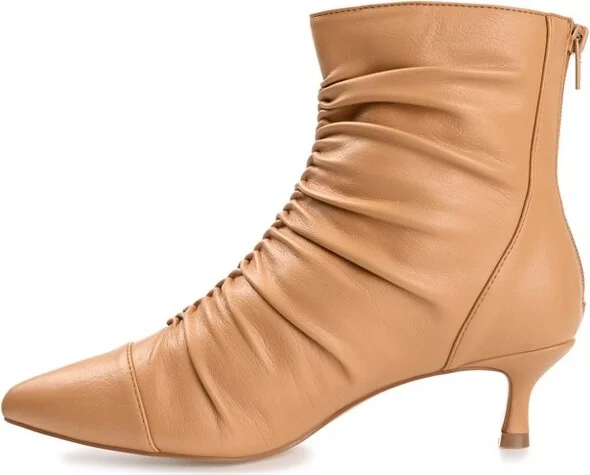 Journee Collection Women's Chevi Pointed Toe Kitten Heel Ankle Booties Brown - Image 3