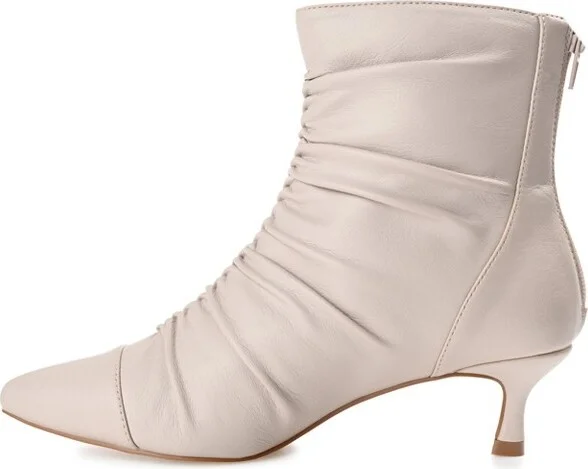 Journee Collection Women's Chevi Pointed Toe Kitten Heel Ankle Booties Brown - Image 4