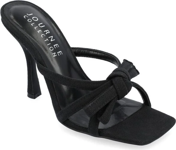 Journee Collection Women's Cilicia Slip On Multi Strap Open Toe Pumps Black