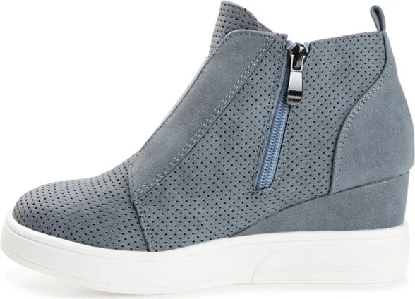 Journee Collection Women's Clara Round Toe Inside Zip Wedge Sneakers Blue - Image 2