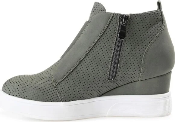 Journee Collection Women's Clara Round Toe Inside Zip Wedge Sneakers Blue - Image 3
