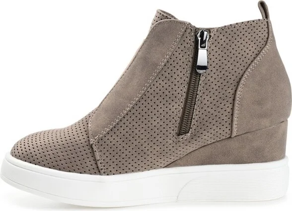 Journee Collection Women's Clara Round Toe Inside Zip Wedge Sneakers Blue - Image 4