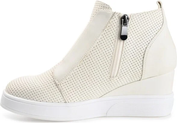 Journee Collection Women's Clara Round Toe Inside Zip Wedge Sneakers Blue - Image 6