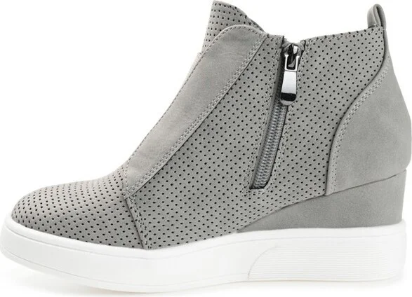 Journee Collection Women's Clara Round Toe Inside Zip Wedge Sneakers Blue - Image 9