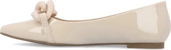 Journee Collection Women's Clareene Slip On Pointed Toe Ballet Flats Beige - Image 2