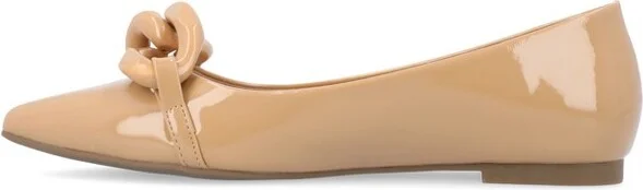 Journee Collection Women's Clareene Slip On Pointed Toe Ballet Flats Beige - Image 4