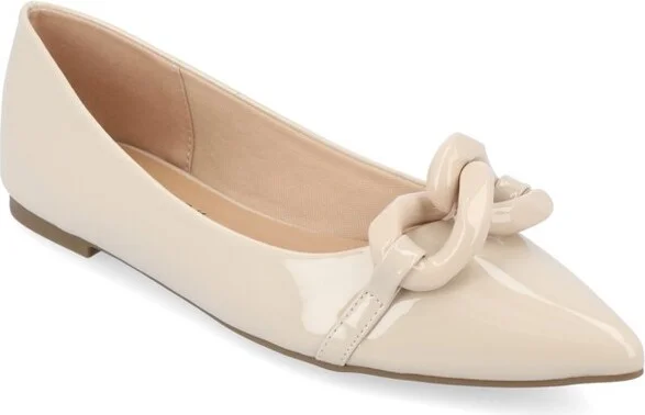 Journee Collection Women's Clareene Slip On Pointed Toe Ballet Flats Beige