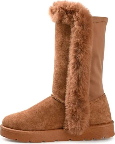 Journee Collection Women's Cleeo Round Toe Pull On Winter Boots Cognac - Image 2