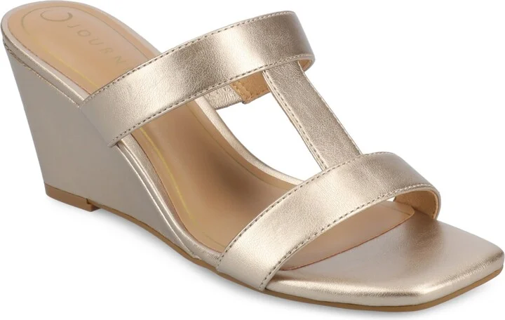 Journee Collection Women's Clodie T Strap Dress Wedge Sandals