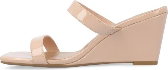Journee Collection Women's Clover Low Heel Wedge Sandals Nude - Image 2