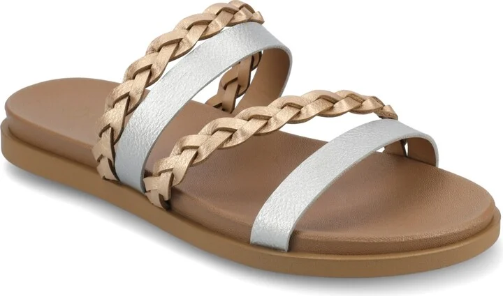 Journee Collection Women's Colette Braided Strappy Open Toe Flat Sandals