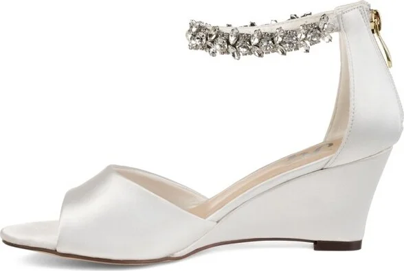 Journee Collection Women's Connor Back Heel Zip Open Toe Wedge White - Image 3