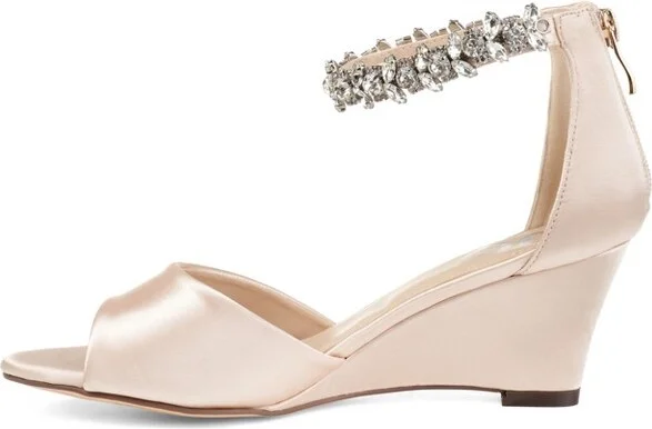 Journee Collection Women's Connor Back Heel Zip Open Toe Wedge White - Image 4