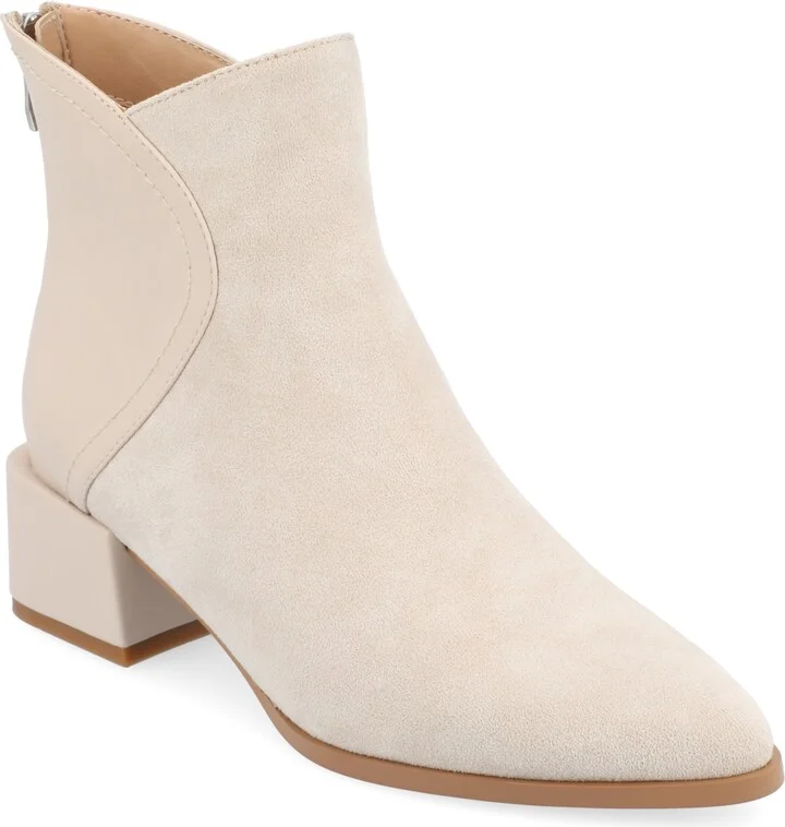 Journee Collection Women's Consuello Two Tone Pointed Toe Block Heel Booties