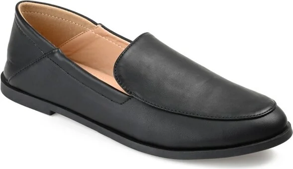 Journee Collection Women's Corinne Slip On Almond Toe Loafer Flats Black