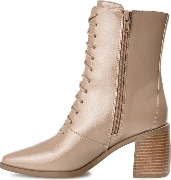 Journee Collection Women's Covva Inside Zip Stacked Heel Booties Rose - Image 3
