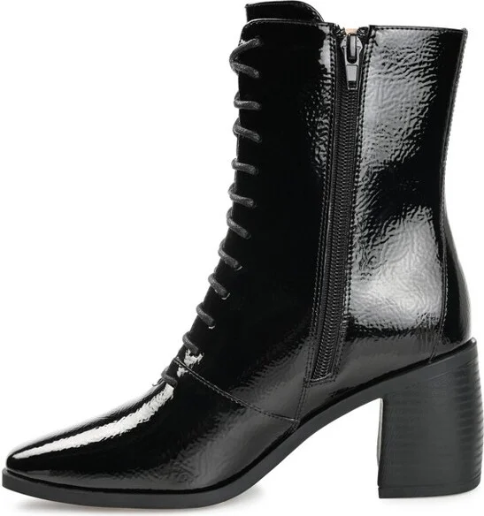 Journee Collection Women's Covva Inside Zip Stacked Heel Booties Rose - Image 4