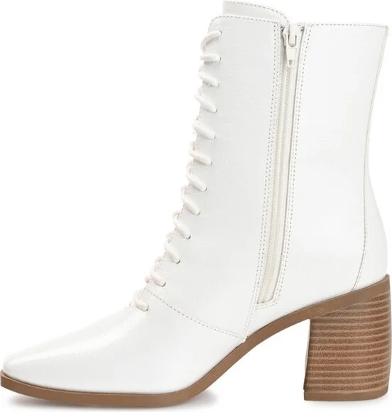 Journee Collection Women's Covva Inside Zip Stacked Heel Booties Rose - Image 5