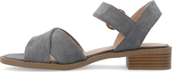 Journee Collection Women's Cressida Crisscross Strap Stacked Heel Sandals Grey - Image 2