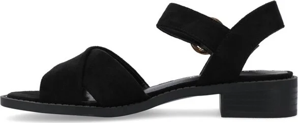 Journee Collection Women's Cressida Crisscross Strap Stacked Heel Sandals Grey - Image 3