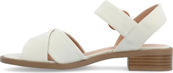Journee Collection Women's Cressida Crisscross Strap Stacked Heel Sandals Grey - Image 4