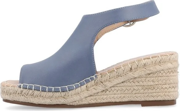 Journee Collection Women's Crew Wedge Heel Espadrille Sandals Blue - Image 2