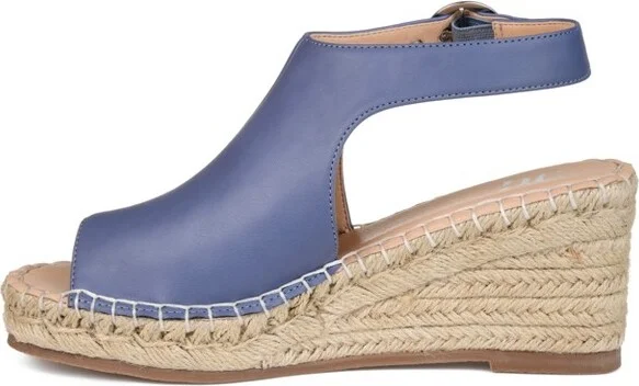 Journee Collection Women's Crew Wedge Heel Espadrille Sandals Blue - Image 6